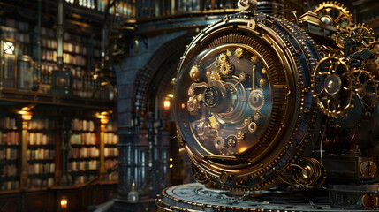Obraz premium time machine appearing in a historical setting, blending futuristic and ancient elements