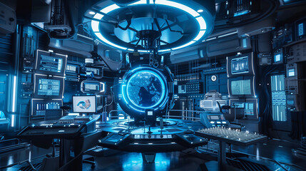 Fototapeta premium futuristic time machine in a high-tech laboratory
