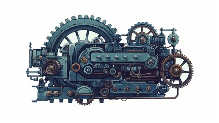 Hand-drawn illustration of a machine with gears, symbolizing the concept of functions in programming. Ideal for educational content on coding and software development.