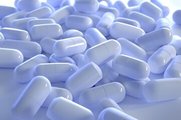 Fototapeta premium Scattered White Pills and Orange-Colored Capsules. Beautiful simple AI generated image in 4K, unique.