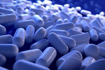 Obraz premium Scattered White Pills and Orange-Colored Capsules. Beautiful simple AI generated image in 4K, unique.