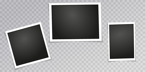 Vector Polaroid Frames: Realistic Photo Templates with Shadows. Vintage Card Set for Stock Use. Vector Illustratios on transparent background.