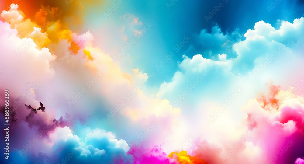 Sticker Abstract Colorful Sky With Clouds