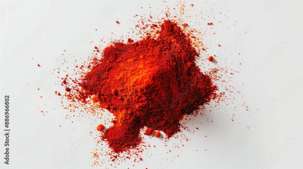 Poster a pile of vibrant red powder sits atop a clean white surface, ideal for use in art projects or as a 