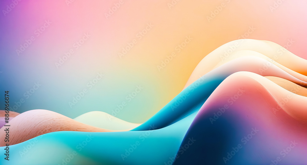 Aufkleber abstract colorful gradient background with smooth wavy lines