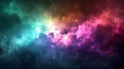 Fototapeta premium A vibrant expanse teeming with countless stars and a sky painted in rainbow hues, dotted with stars