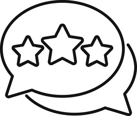 Speech bubble with three stars showing positive customer feedback