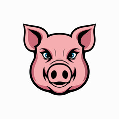 Cartoon Character of a Pig vector logo .Cartoon piggy in esport style logo illustration