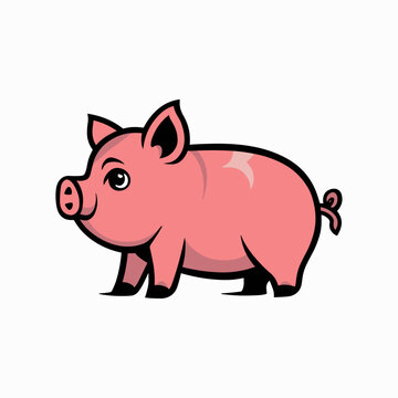 Cartoon Character of a Pig vector logo .Cartoon piggy in esport style logo illustration
