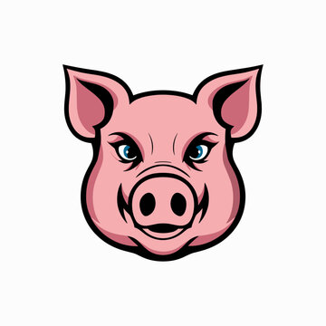 Cartoon Character of a Pig vector logo .Cartoon piggy in esport style logo illustration
