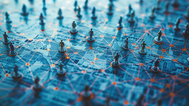 Concept of professional social network, connections between people