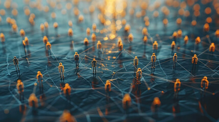 Concept of professional social network, connections between people