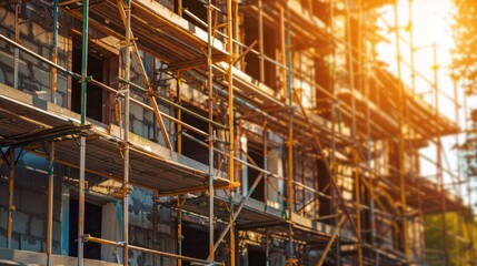 Close up of scaffolding used for building construction