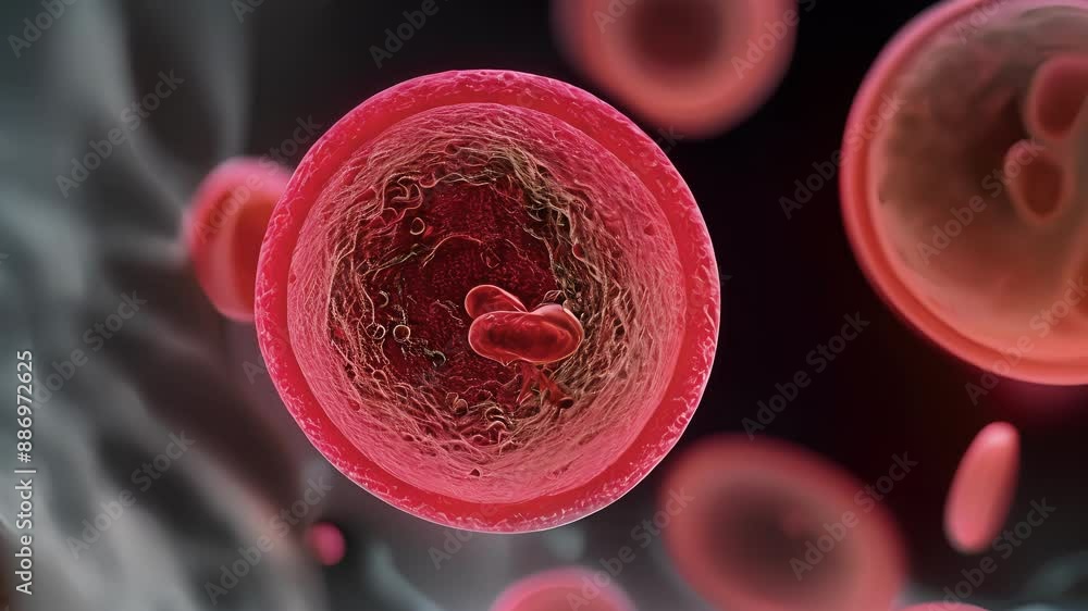 Aufkleber high magnification view of a reticulocyte a newly formed red cell that still contains traces of dna 