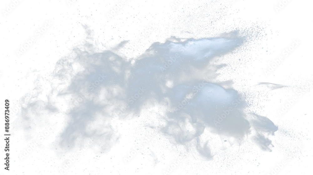 Poster sand flying explosion isolated on white background ,throwing freeze stop motion object design