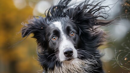 Fototapeta premium Portrait of A Border Collie with gorgeous hair