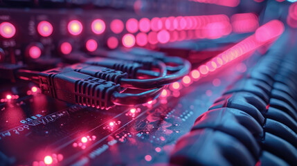 connecting network cables to computer server