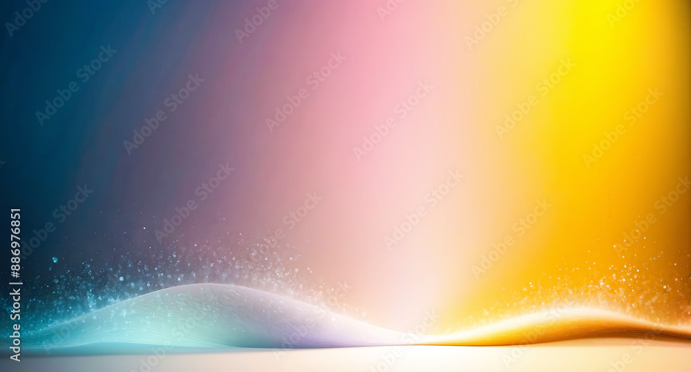 Poster abstract gradient background with wavy line and sparkles