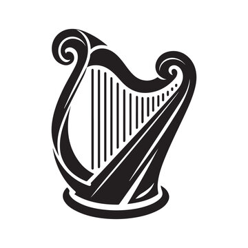 recommend clip art: Harp silhouette vector illustration