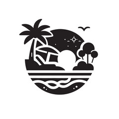 Naklejka premium Bright Summer Time Logo Template Vector Art - Clipart with White Background