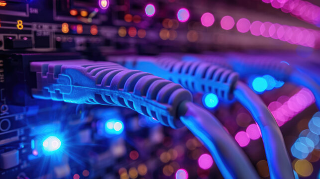 connecting network cables to computer server