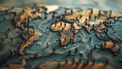 Naklejka premium A Miniature World: Humanity Interconnected