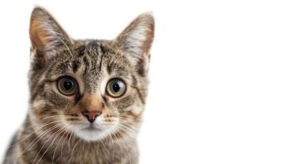 Naklejka premium Cat portrait with copy space white background close up large size