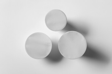 White Plastic Yoghurt Jar With Foil Cover container with foil cap for dessert, yogurt, ice cream, sour cream, snack, butter, margarine or cheese, Mock Up Template 3D rendering 3D illustration