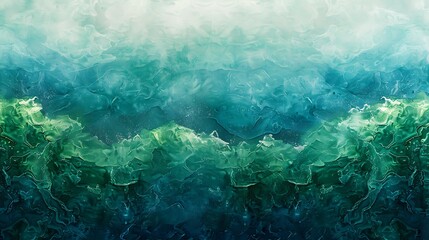 Obraz premium Ocean blue waves reflecting a gradient of forest green