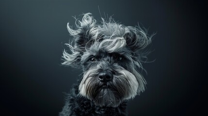 Naklejka premium Miniature Schnauzer Dog with gorgeous hair