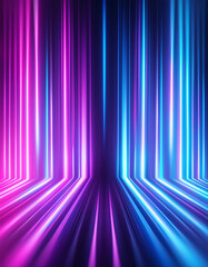Fototapeta premium Vibrant neon lights converge in a digital corridor, symbolizing the future of technology