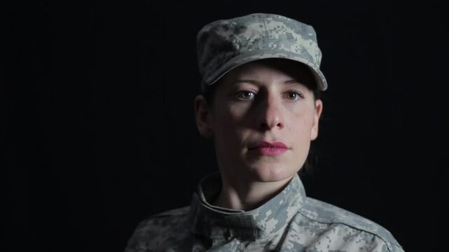 Soldier against a black backdrop