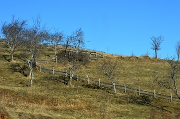 wooden fence in a mountain village