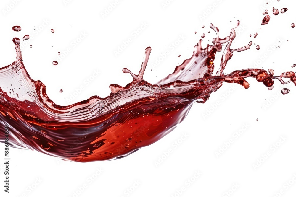 Poster a glass of red wine with a splash of water, suitable for use in food and beverage related content