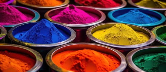 Vibrant Colors of Powdered Dyes in Bowls