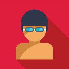 Illustration of a young swimmer wearing swimming goggles and cap, getting ready for a training session