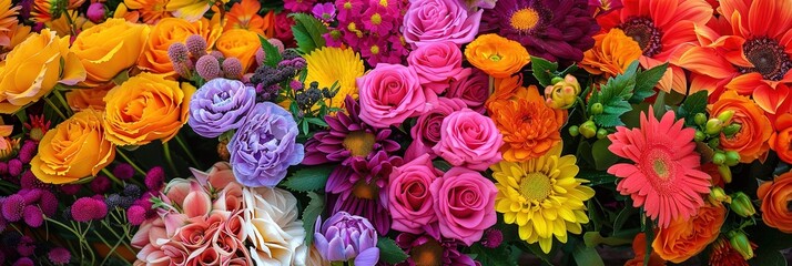 Colorful floral arrangement of flowers for sale at the farmer's market