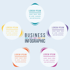 Business Infographic design 5 Steps, objects, elements or options business information circle template
