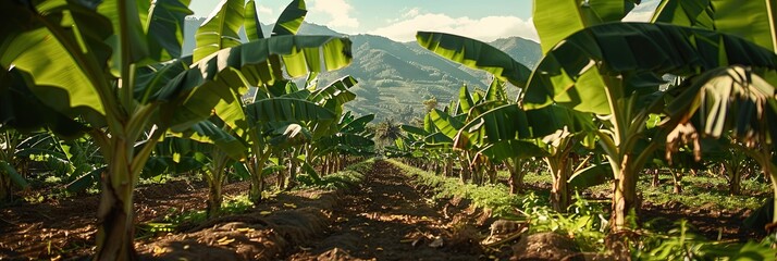 banana crop, banana orchard 