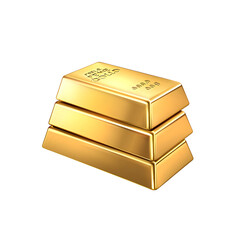 Gold bar isolated on a transparent background. 3d illustration