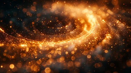 Naklejka premium gold and black circle geometric luxury with particles glowing background