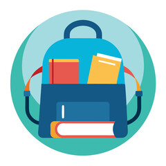 School backpack, school bag, vector cartoon illustration