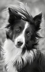 Fototapeta premium Portrait of A Border Collie with gorgeous hair