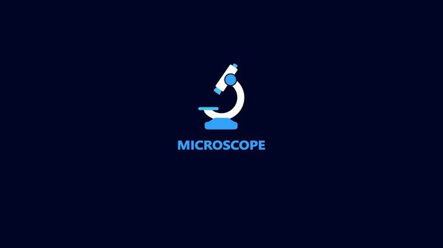 Scientific laboratory microscope sign, biological laboratory microscope icon. logotype animation background.