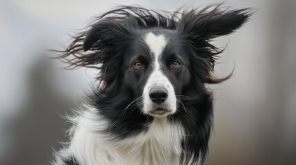 Fototapeta premium Portrait of A Border Collie with gorgeous hair