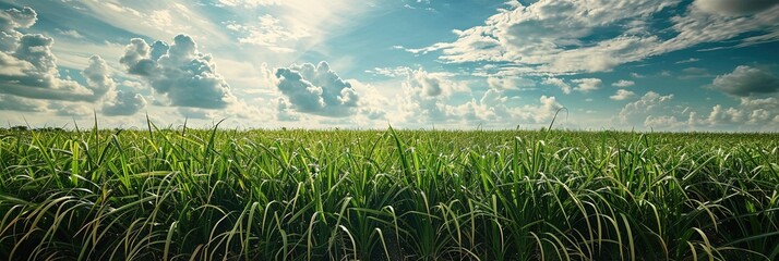 Sugar cane field growing organically on farm