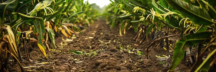 a field of leafy green crops on an agricultural farmland