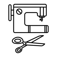 Sewing Tools Vector Line icon Design