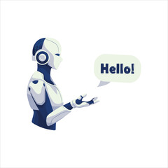 Artificial Intelligence, AI Robot technology, Online communication with robot in chat.