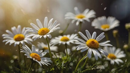 Fototapeta premium Field of blooming yellow daisies swaying in the summer breeze, a symbol of nature's beauty